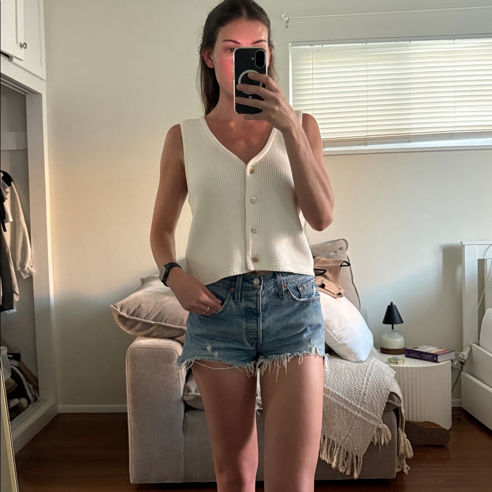 Abercrombie & Fitch Cream and Tan Knit Vest Set